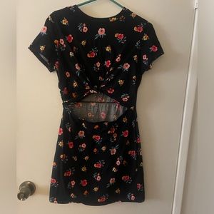 Flower Print cut Mini Dress